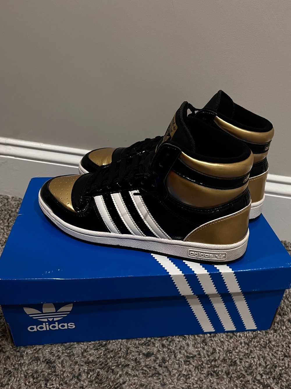 Adidas Men’s High-Top Sneakers in Black & Gold
